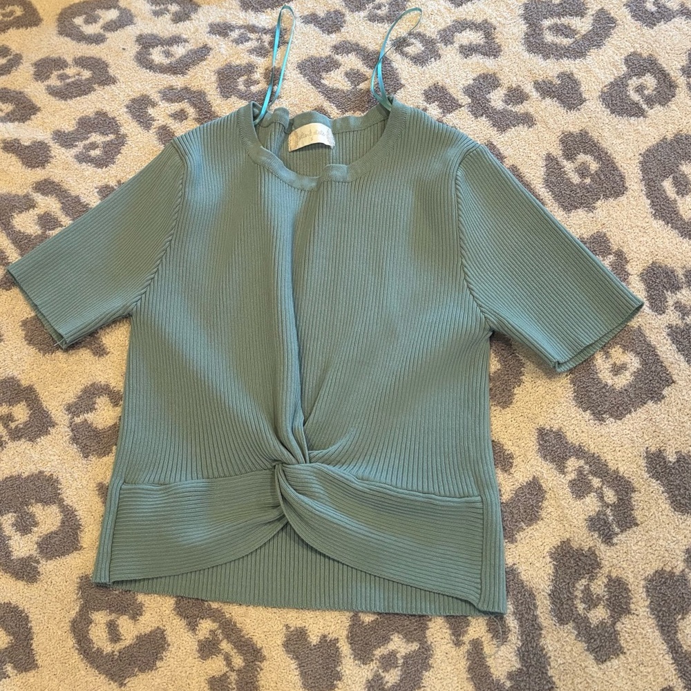 Altar'd State Olive Ribbed Knit Top